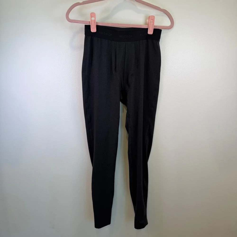REI Co-op Mens Black Midweight Base Layer Bottoms Leggings Small Thermal Pants